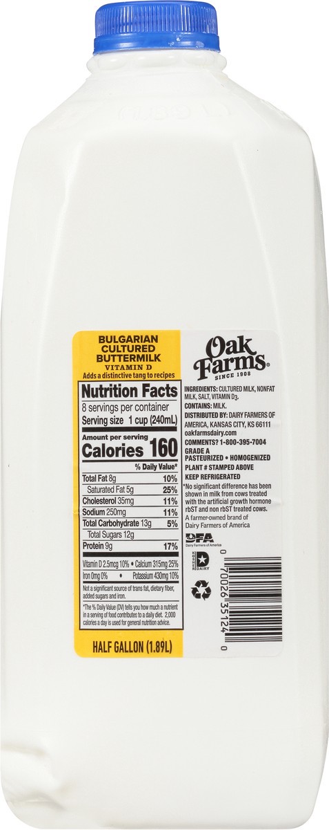 slide 8 of 14, Oak Farms Bulgarian Cultured Buttermilk, Half Gallon - 1 Jug, 1 ct