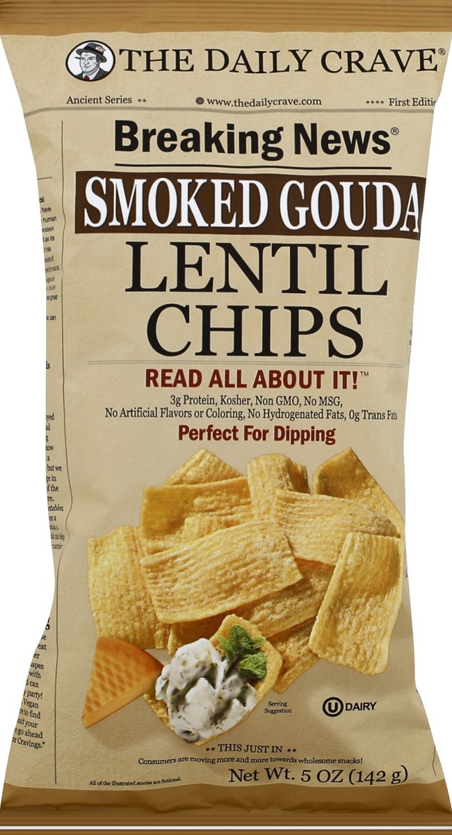 slide 2 of 5, The Daily Crave Lentil Chips 5 oz, 5 oz