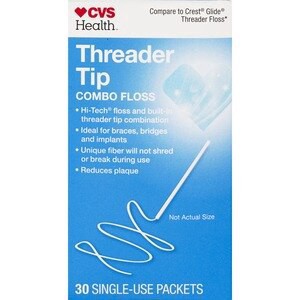 slide 1 of 1, CVS Health Threader Tip Combo Floss, 30 Ct, 30 ct