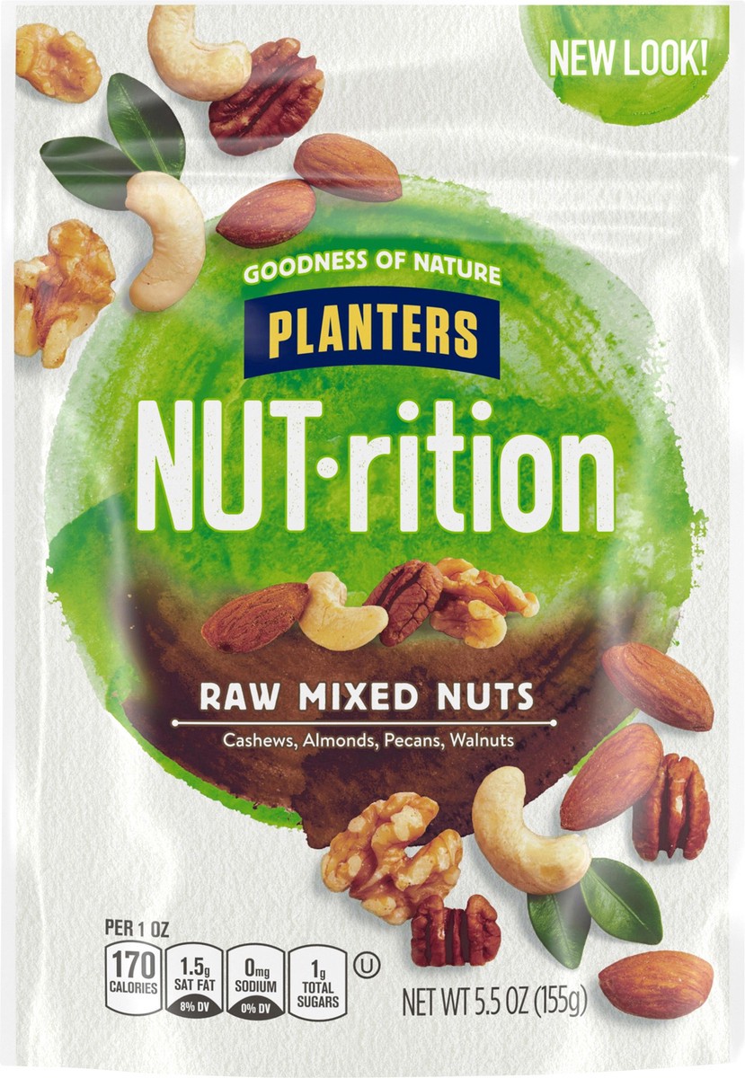 slide 2 of 14, Planters NUT-rition Raw Mixed Nuts, 5.5 oz Resealable Bag, 5.5 oz