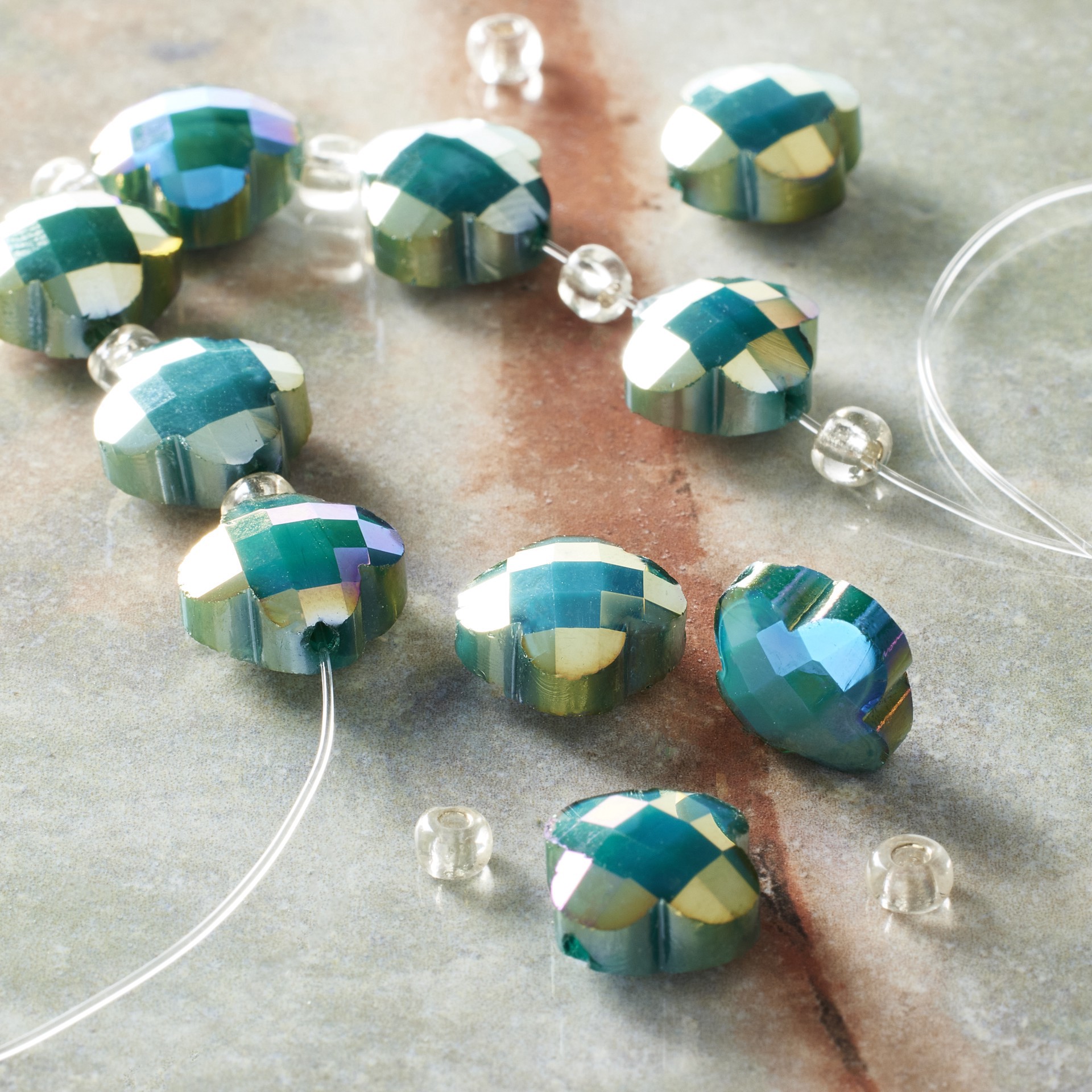 slide 2 of 3, Green Faceted Glass Cross Beads, 12mm By Bead Landing, 12mm