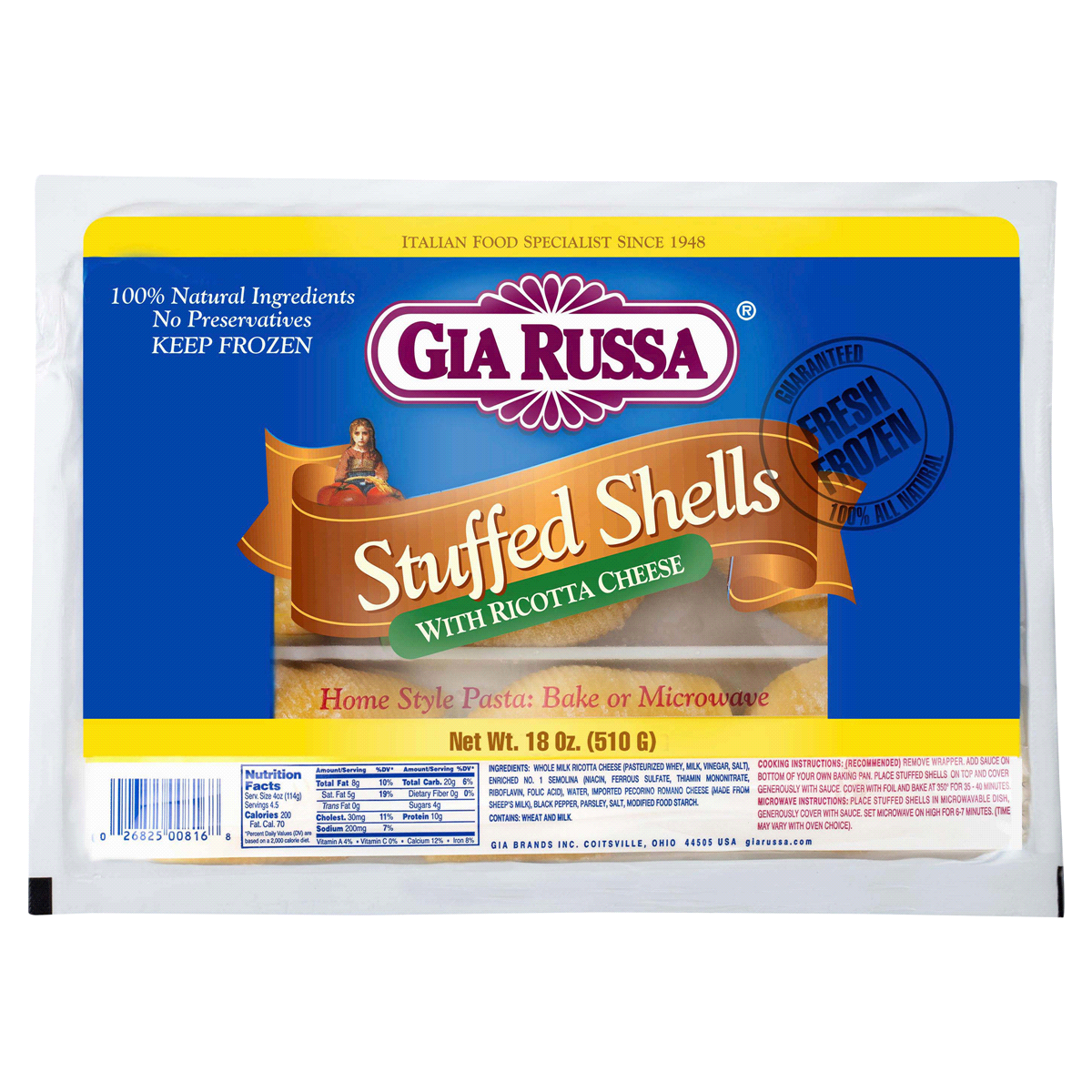 slide 1 of 1, Gia Russa Stuffed Shells, 18 oz