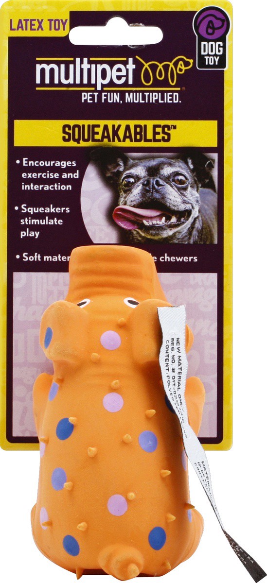 slide 5 of 7, MultiPet Squeakables Latex Polka Dot Pig Dog Toy, 1 ct