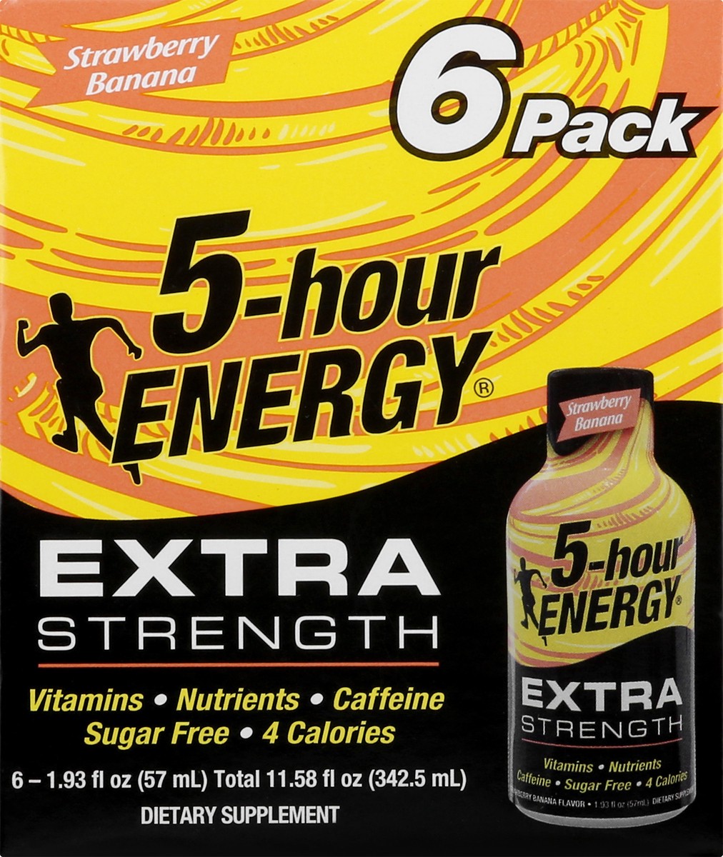 slide 7 of 9, 5-hour Energy, Extra Strength, Strawberry Banana, 6-pack, 6 ct