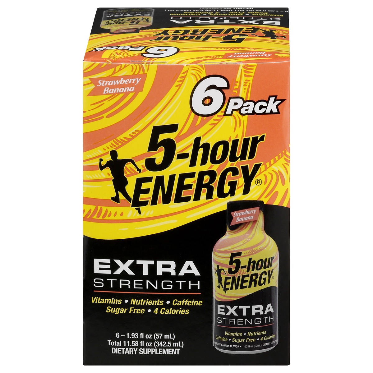 slide 1 of 9, 5-hour Energy, Extra Strength, Strawberry Banana, 6-pack, 6 ct