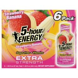 5-hour ENERGY, Extra Strength, Strawberry Banana, 6 Pack, 1.93 oz.