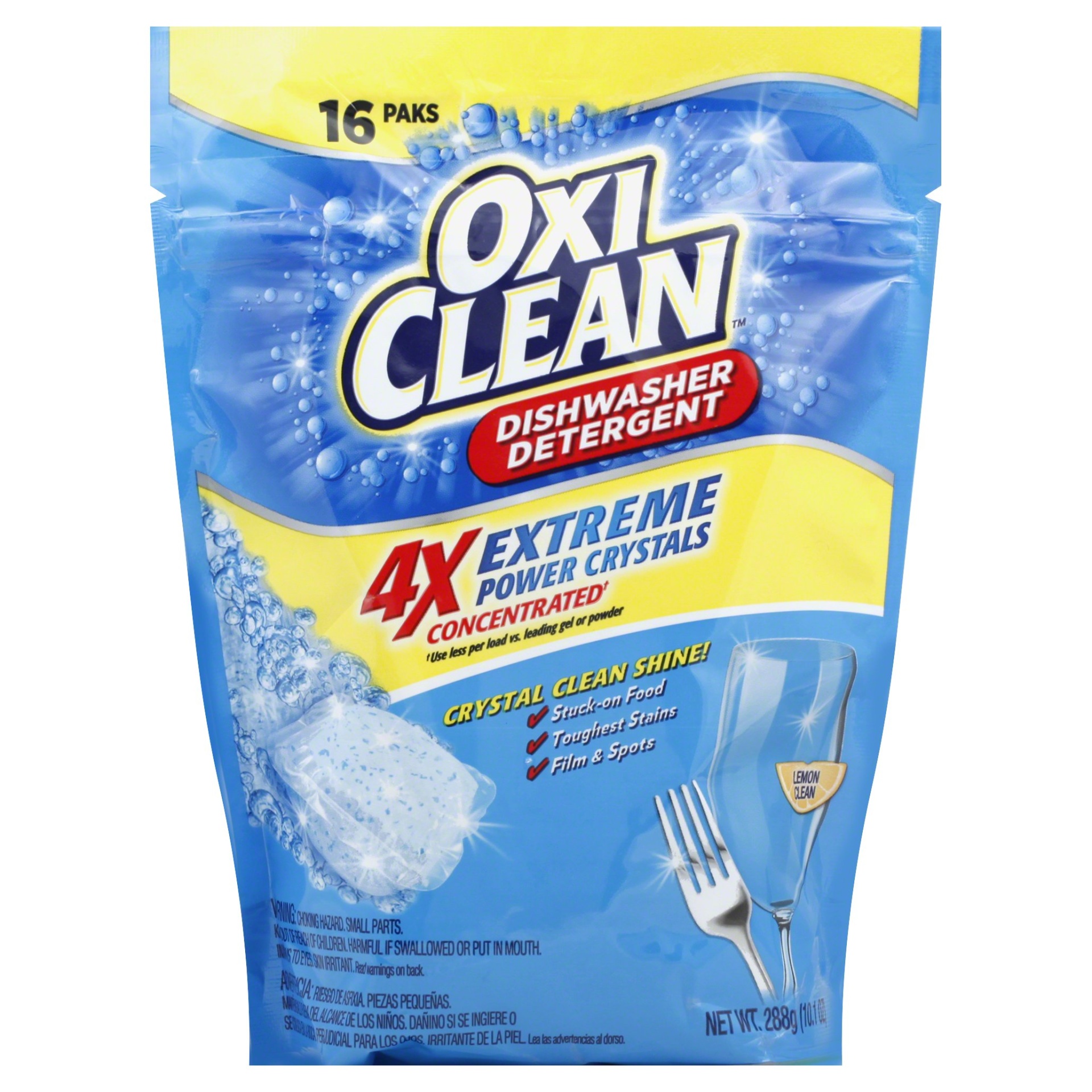 slide 1 of 3, Oxi-Clean Lemon Clean Dishwasher Detergent 16 ct Stand-Up Bag, 16 ct; 10.1 oz