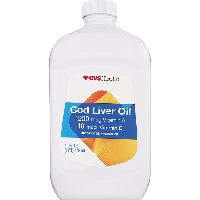 slide 1 of 1, CVS Health Cvs Cod Liver Oil Vitamin A 1200Mg+Vitamin D 10Mcg/5Ml (Tsp), 1 ct