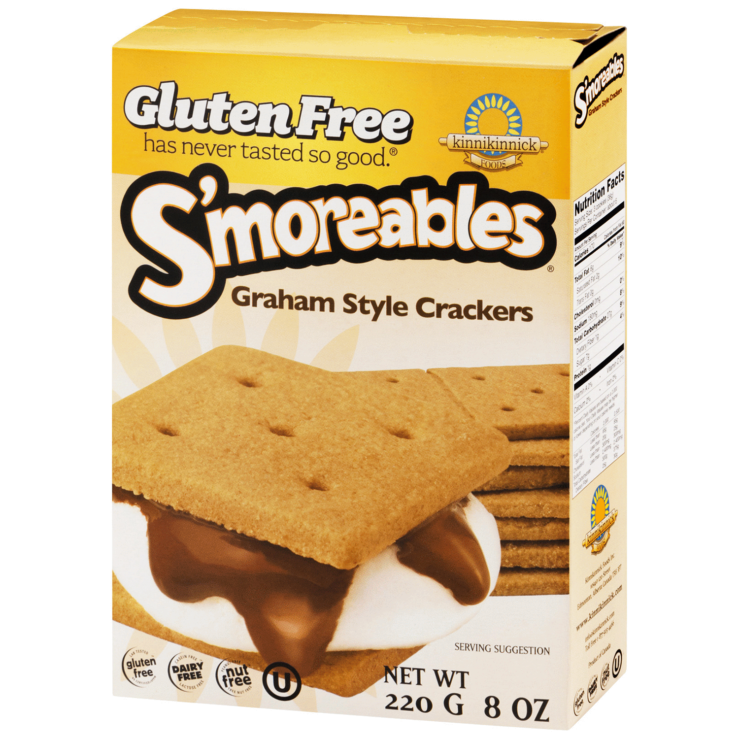 slide 1 of 1, Kinnikinnick Foods S'moreables Gluten-Free Graham Style Crackers 8 oz, 8 oz