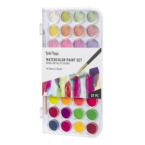 slide 2 of 7, Brea Reese Large 36-Color Watercolor Paint Set, Neon & Metallic Colors, 1 ct