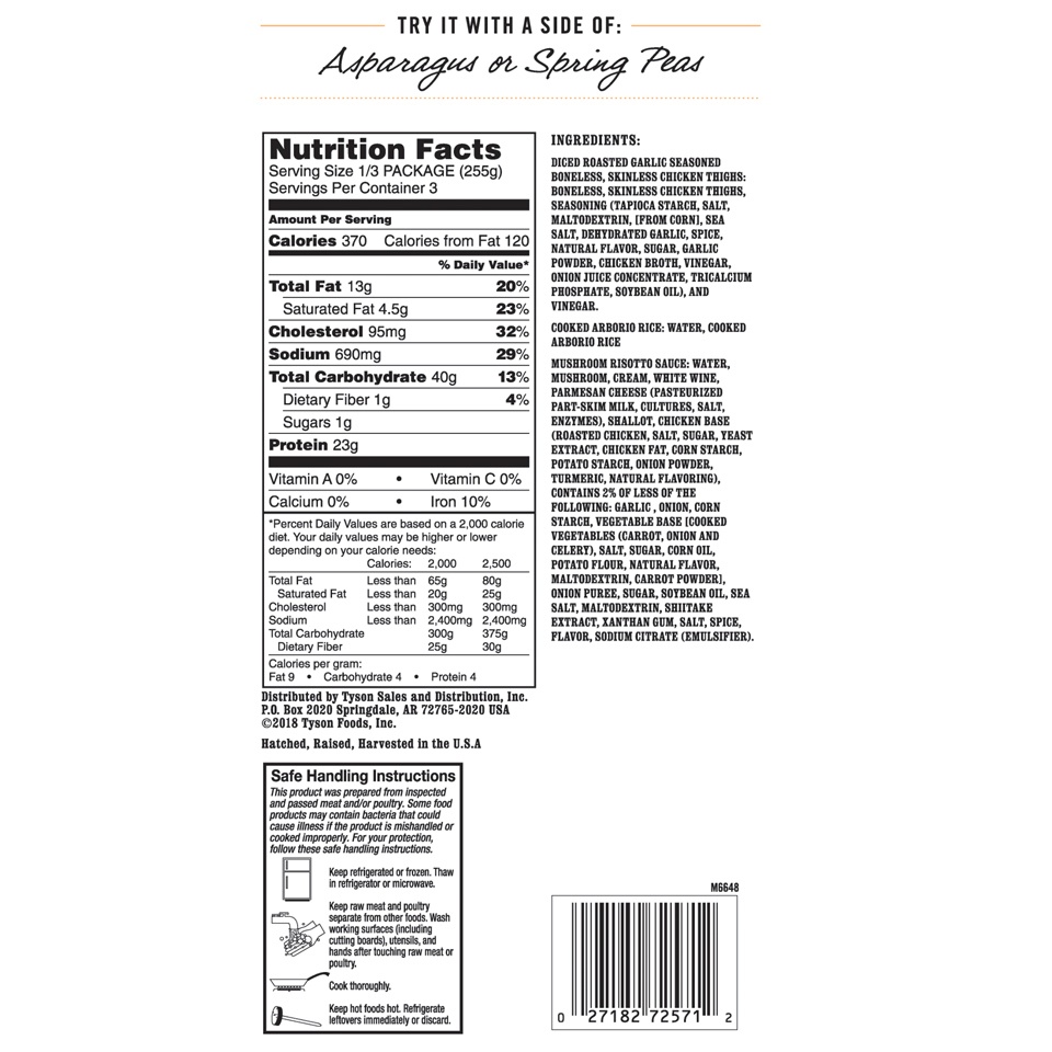 slide 2 of 4, Tyson Tastemakers All Natural* Roasted Garlic Chicken & Mushroom Risotto One Pan Dish, 27 Oz., Serves 3, 1 ct