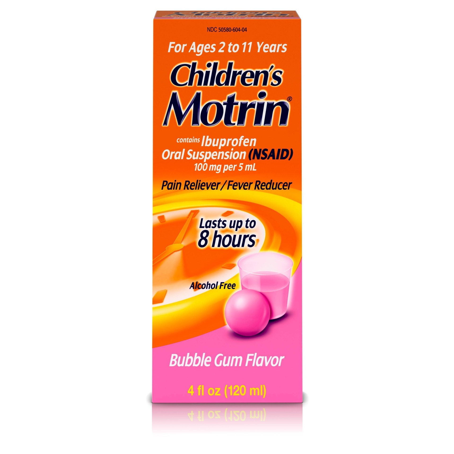 slide 1 of 6, Children's Motrin Flavored Pain & Fever Reducer Liquid Syrup - Acetaminophen/Ibuprofen (NSAID) - Bubble Gum, 4 fl oz