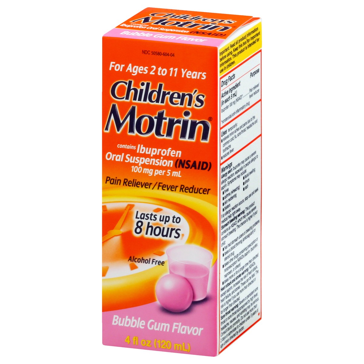 slide 3 of 9, Motrin Children's Motrin Pain Reliever/Fever Reducer Liquid - Ibuprofen (NSAID) - Bubble Gum - 4 fl oz, 4 fl oz