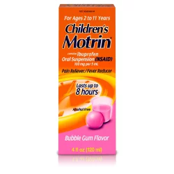 Children's Motrin Flavored Pain & Fever Reducer Liquid Syrup - Acetaminophen/Ibuprofen (NSAID) - Bubble Gum