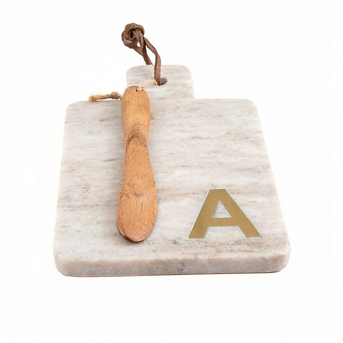 slide 2 of 2, Artisanal Kitchen Supply Marble Monogram Letter A'' Serving Board with Spreader'', 1 ct