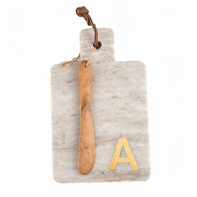 slide 1 of 2, Artisanal Kitchen Supply Marble Monogram Letter A'' Serving Board with Spreader'', 1 ct