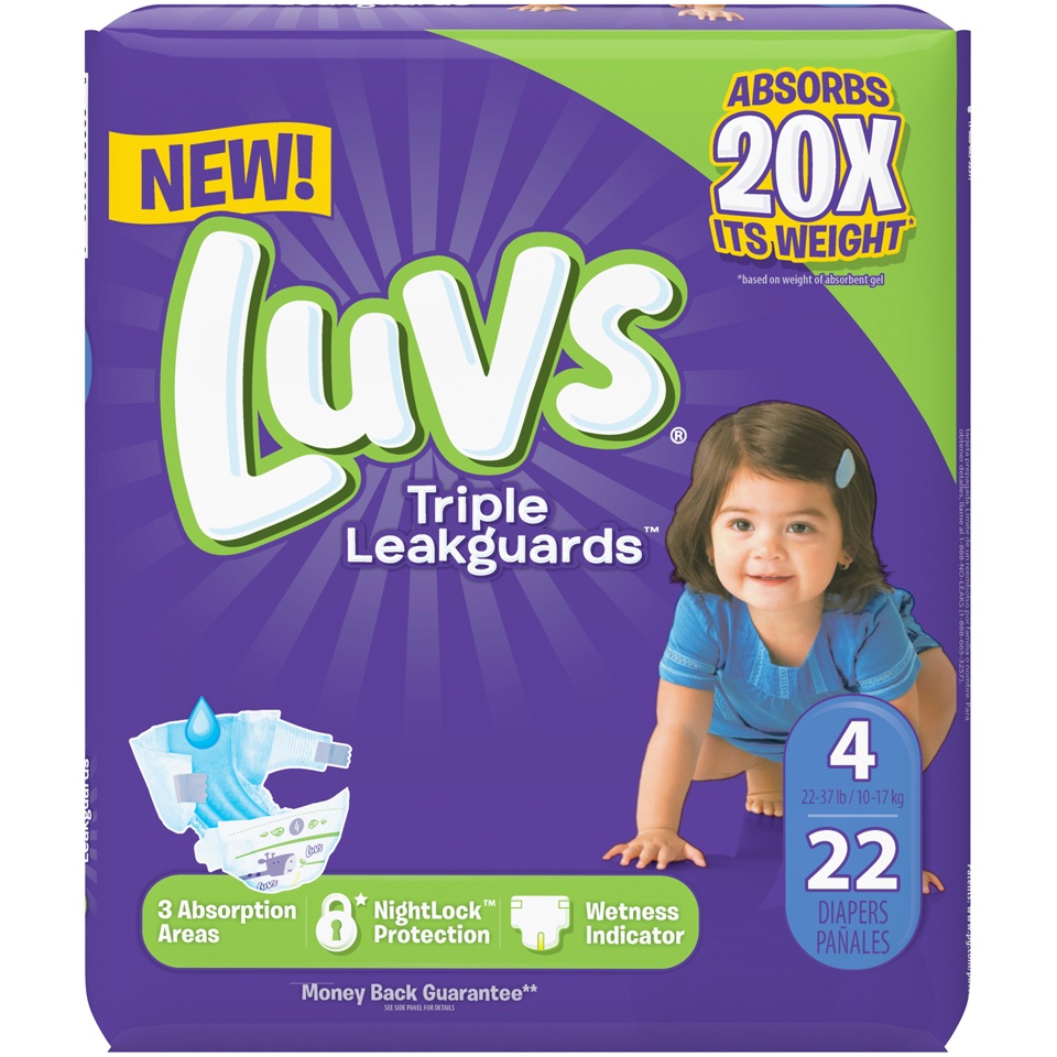 slide 2 of 2, Luvs Convience Pack Size 4 Baby Diapers, 22 ct