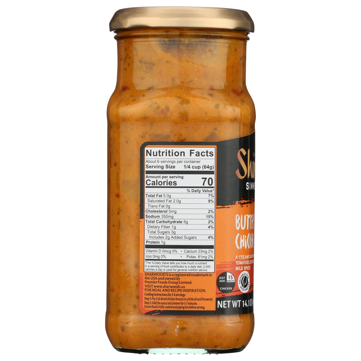 slide 2 of 3, Sharwood's Mild Butter Chicken Simmer Sauce 14.1 oz, 14.1 oz