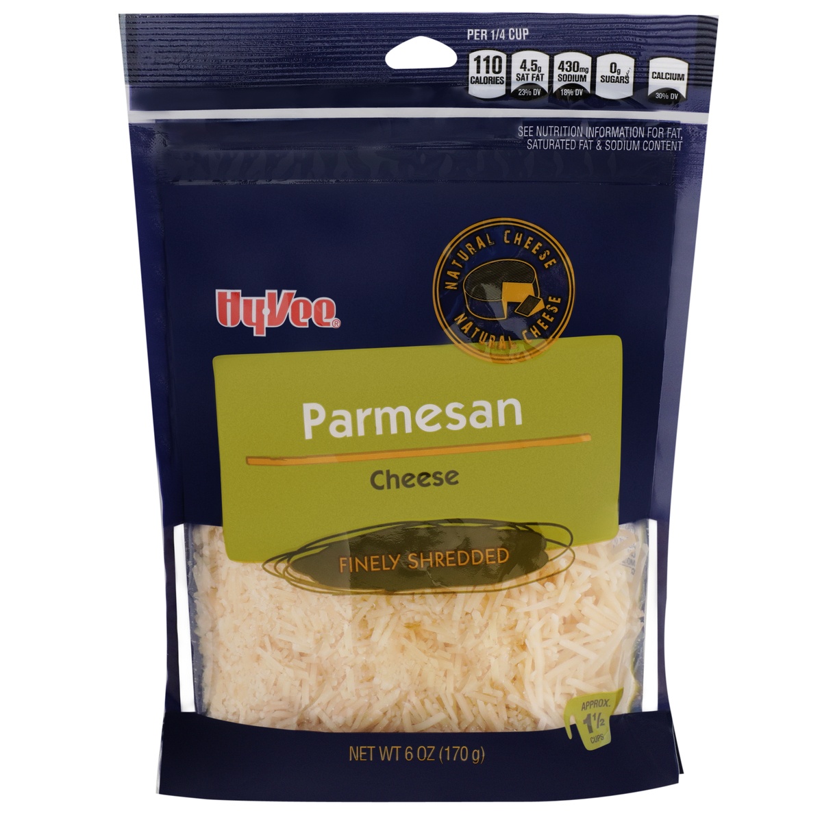 slide 1 of 1, Hy-vee Parmesan Finely Shredded Cheese, 6 oz