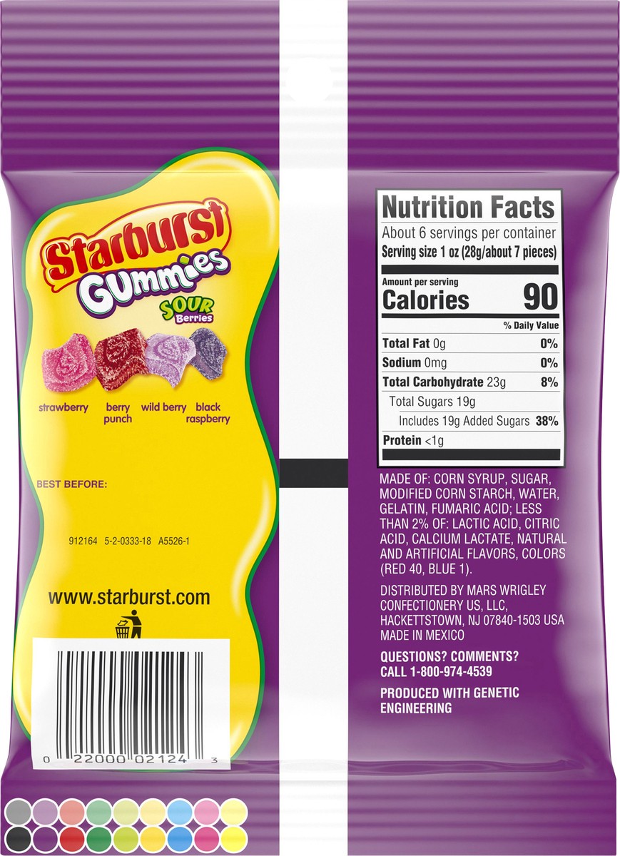 slide 4 of 9, Starburst Sour Berries Gummy Candy, 5.8 oz Bag, 5.8 oz