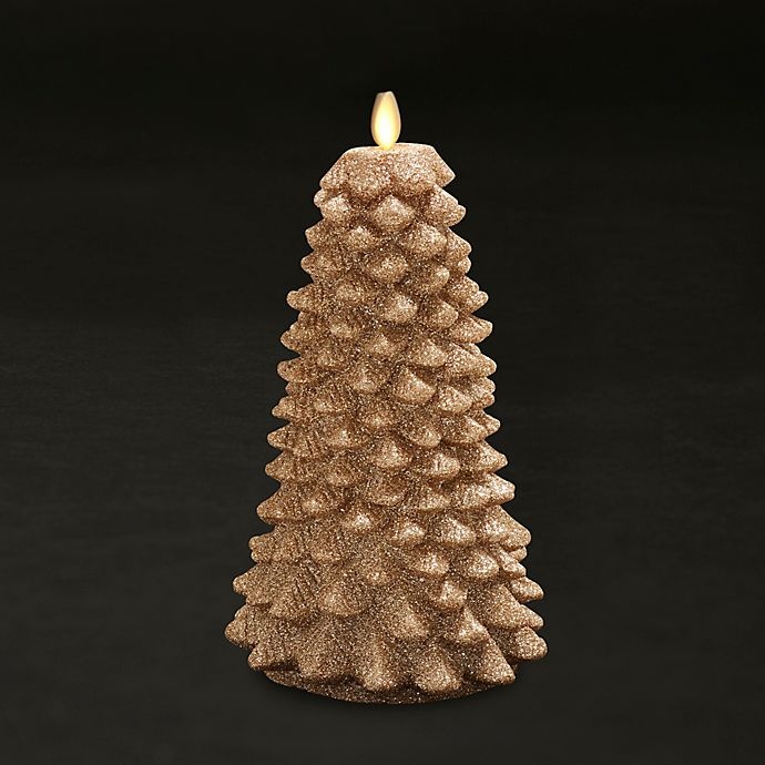 Luminara RealFlame Effect Christmas Tree Pillar Candle Champagne
