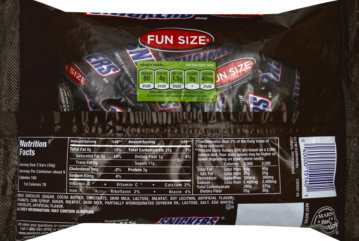 slide 6 of 6, SNICKERS Fun Size Chocolate Bars Candy Bag, 11.18 ounce, 11.18 oz