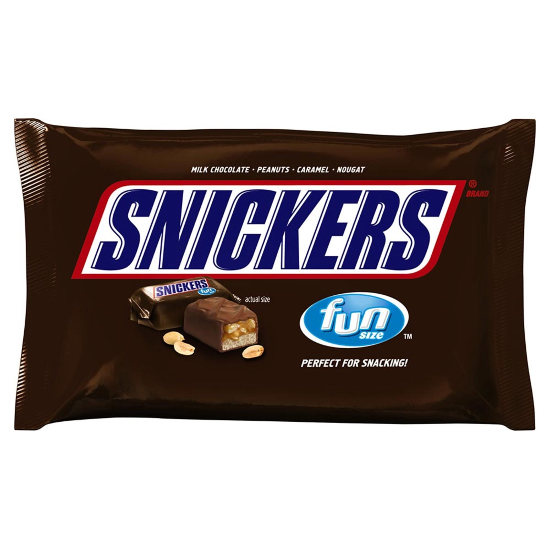 slide 1 of 6, SNICKERS Fun Size Chocolate Bars Candy Bag, 11.18 ounce, 11.18 oz