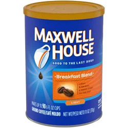 Maxwell House Breakfast Blend Mild Roast Ground Coffee, 11 oz Canister