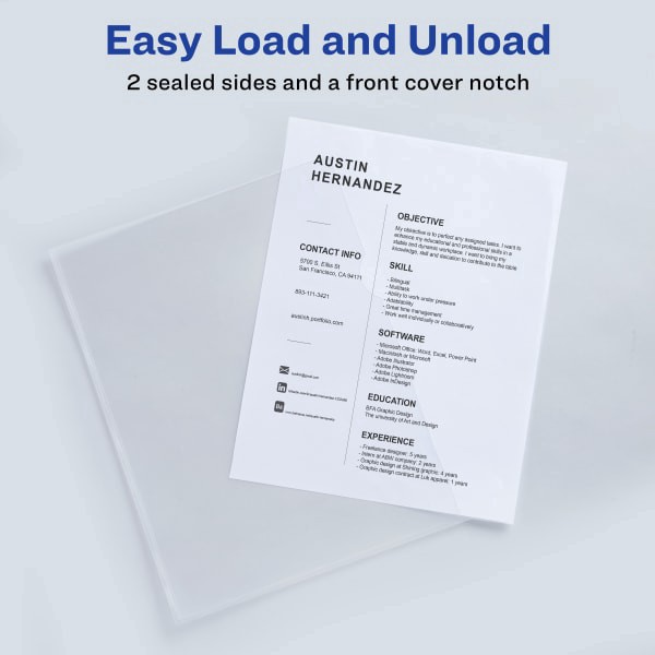 slide 3 of 7, Avery® Heavy Duty Plastic Document Sleeves, 8 1/2"" x 11"", Holds Up To 25 Sheets, Clear, Pack Of 12, 12 ct