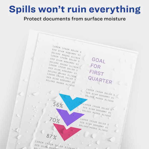 slide 7 of 7, Avery® Heavy Duty Plastic Document Sleeves, 8 1/2"" x 11"", Holds Up To 25 Sheets, Clear, Pack Of 12, 12 ct