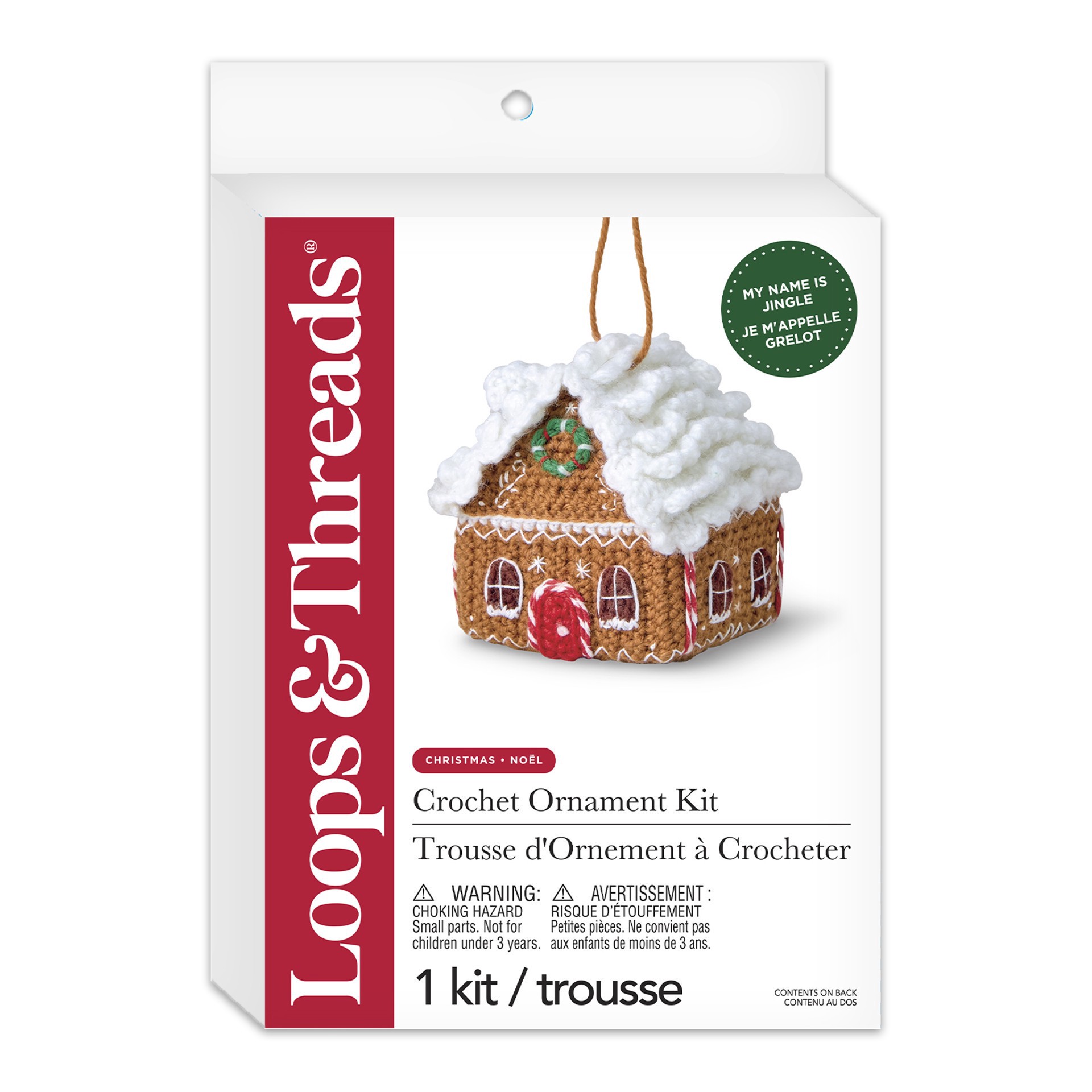 slide 2 of 4, Intermediate Gingerbread House Amigurumi Crochet Ornament Kit By Loops & Threads, 4 in x 4 in x 3.5 in
