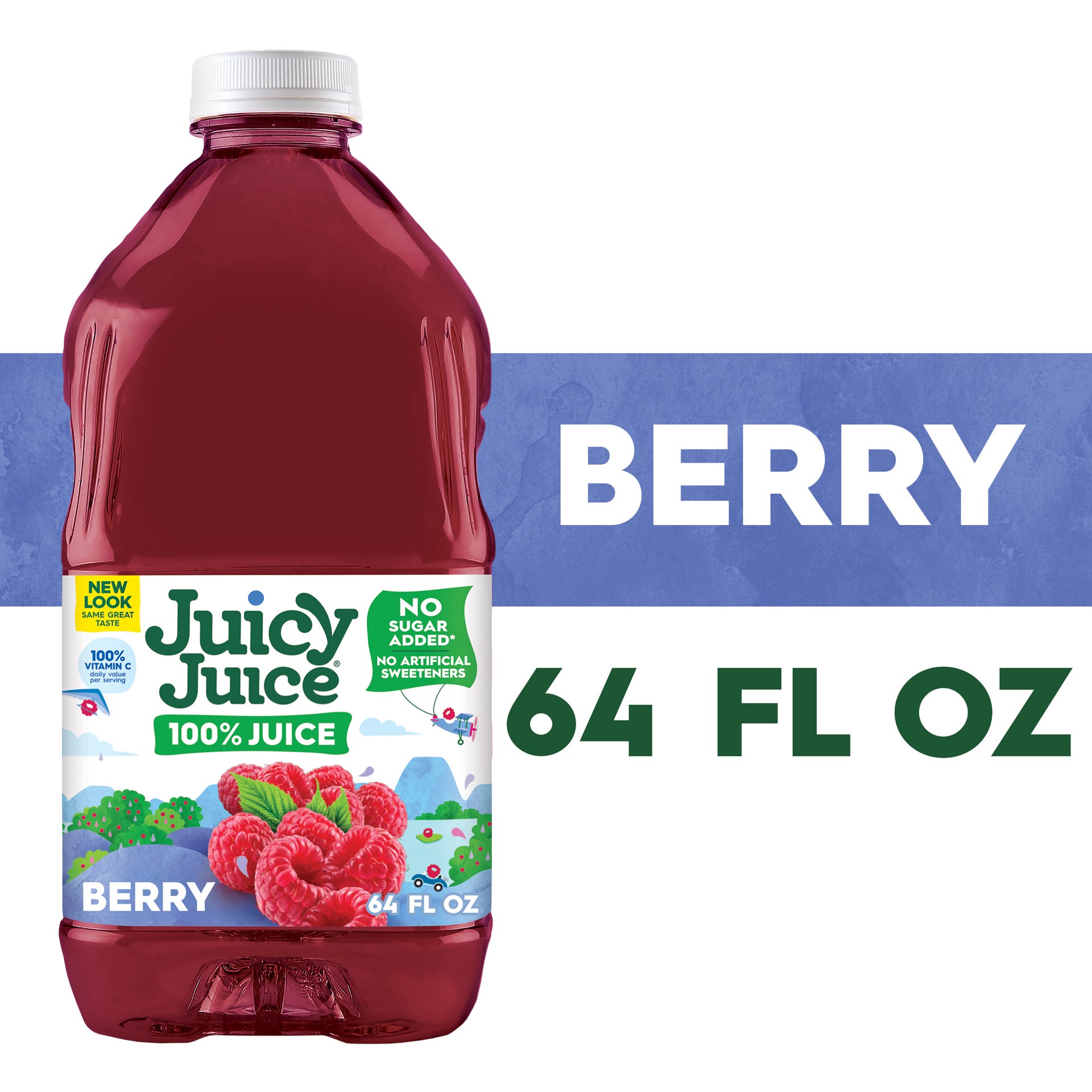 slide 1 of 9, Juicy Juice 100% Juice, Berry, 64 FL OZ Bottle, 64 fl oz