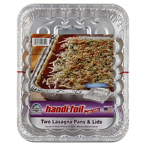 slide 1 of 1, Handi-Foil Cook N Carry 2 Lasagna Pans & Lids, 2 ct