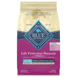 Blue Buffalo Life Protection Formula Natural Senior Small Breed Dry Dog Food, Chicken and Brown Rice 5-lb Trial Size Bag