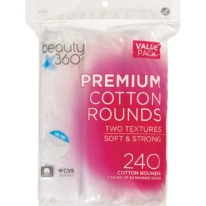 slide 1 of 1, Beauty 360 Premium Cotton Rounds Soft & Strong, 240 ct