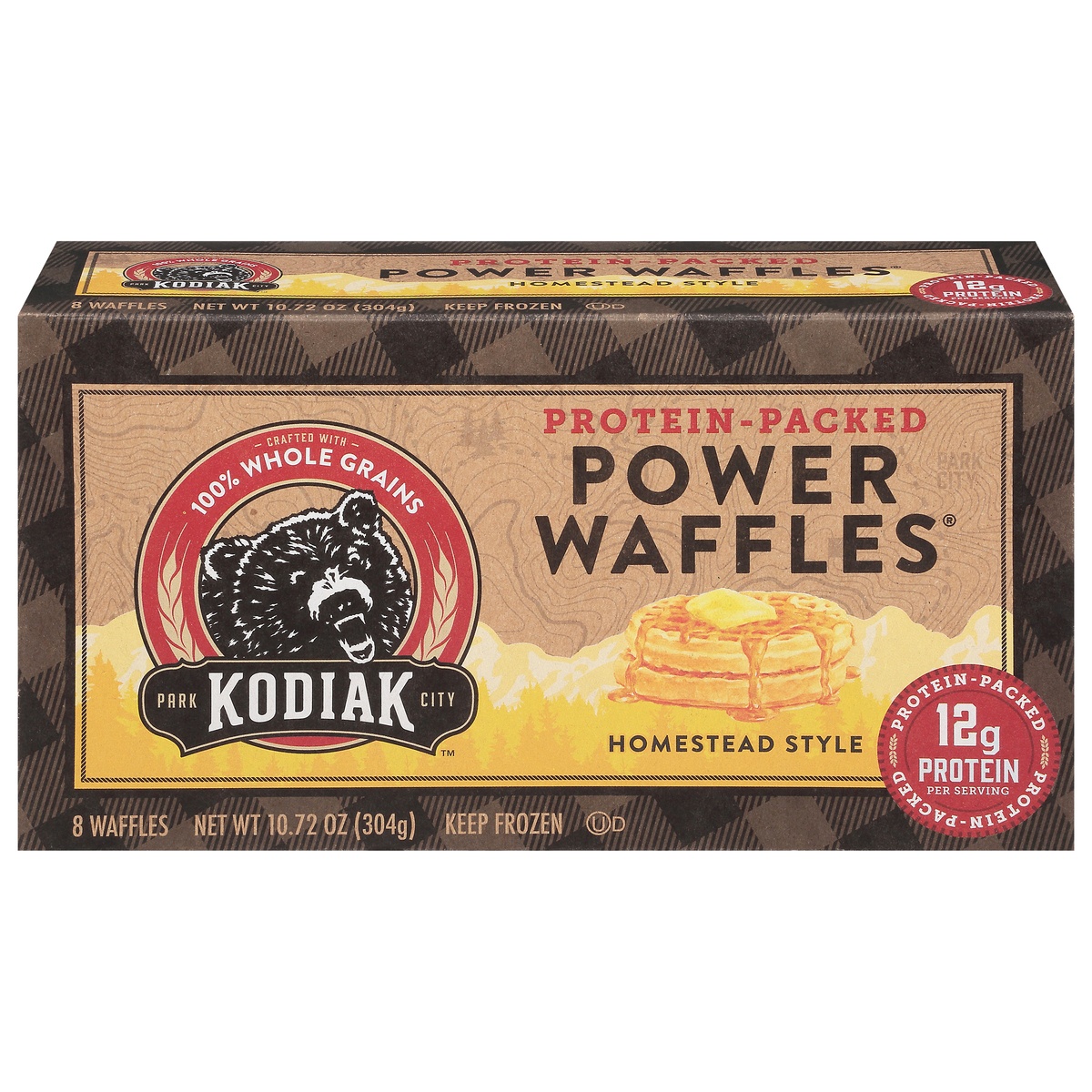 slide 1 of 1, Kodiak Cakes Homestyle Power Waffles Homestead Style, 8 ct