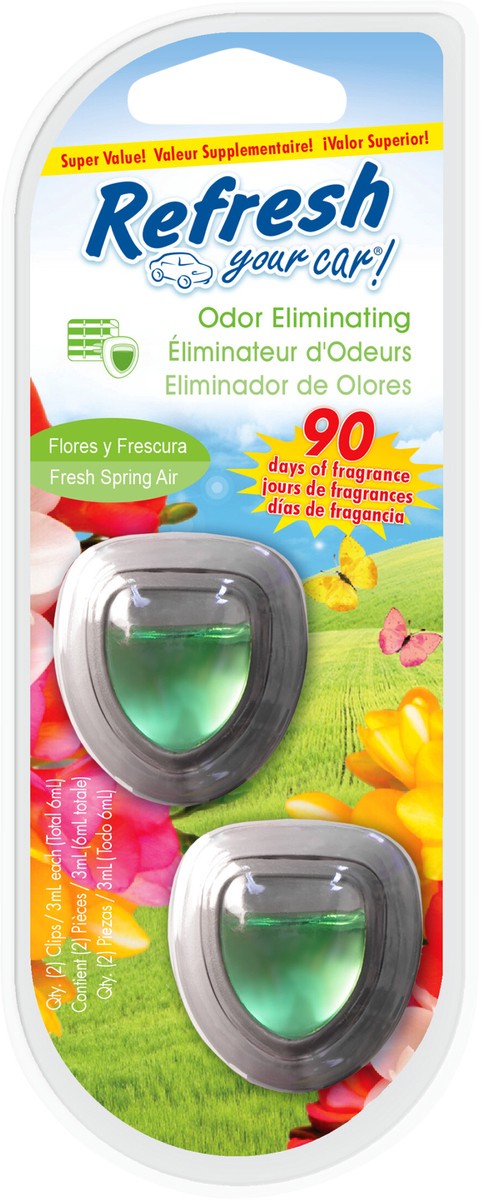 slide 3 of 3, Refresh Your Car! Mini Diffuser Car Air Fresheners, Fresh Spring Air Scent (2 Pack), 2 ct