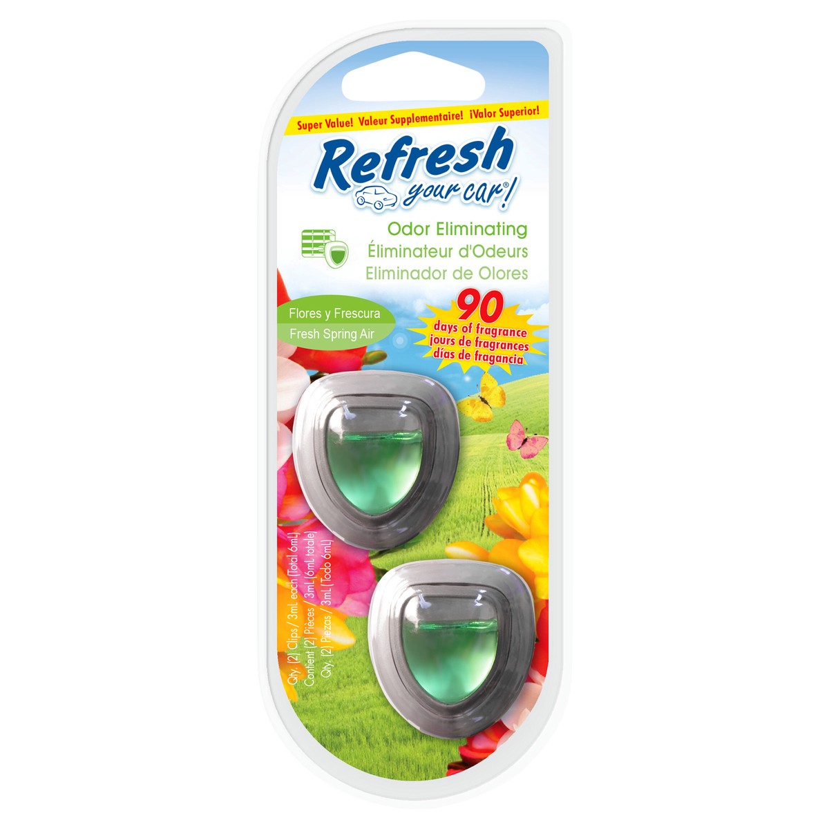 slide 1 of 3, Refresh Your Car! Mini Diffuser Car Air Fresheners, Fresh Spring Air Scent (2 Pack), 2 ct