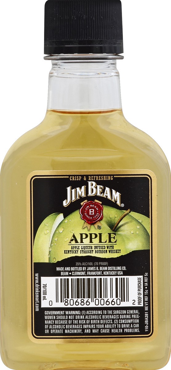 slide 2 of 2, Jim Beam Apple Liqueur with Kentucky Straight Bourbon Whiskey 100 ml, 100 ml
