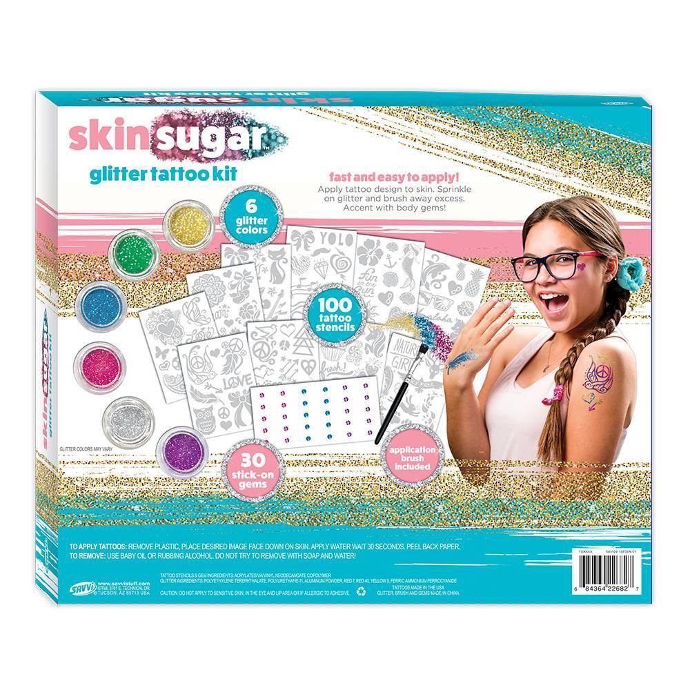 slide 3 of 3, SAVVi Skin Sugar Glitter Tattoo Kit, 1 ct