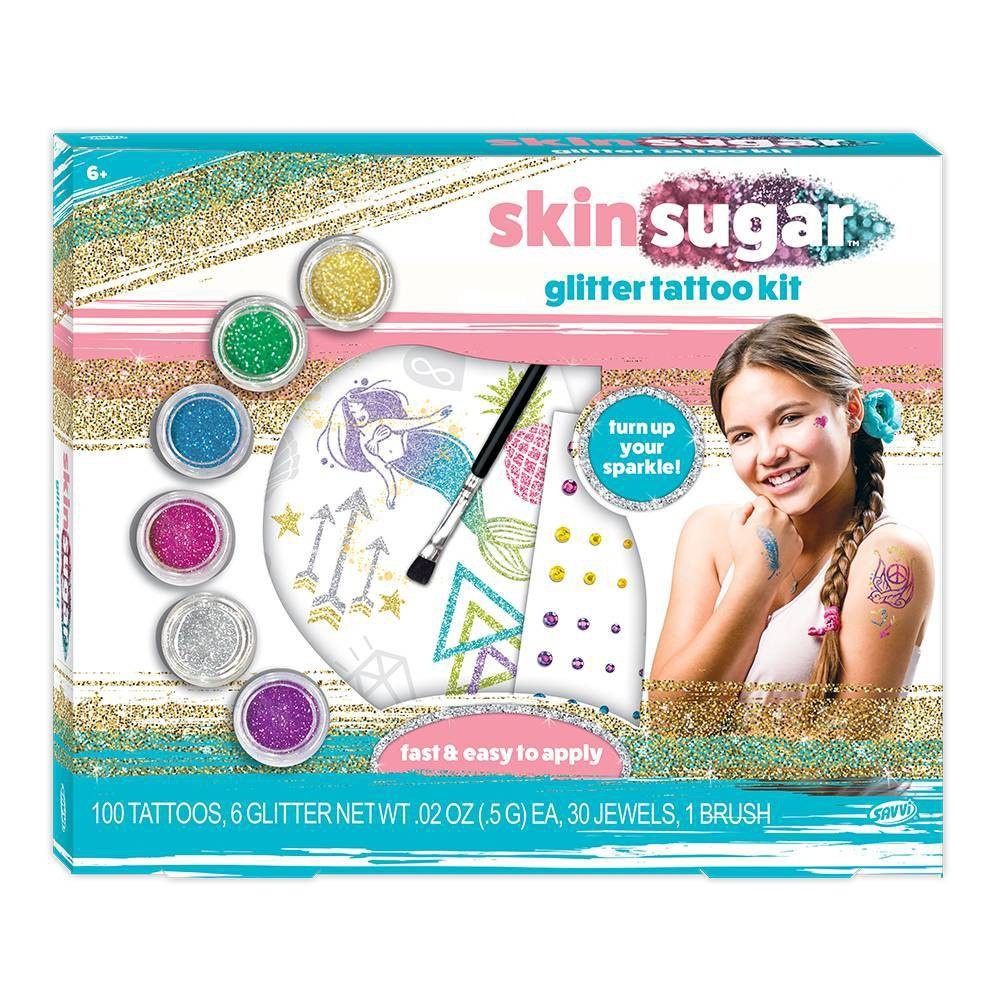 slide 1 of 3, SAVVi Skin Sugar Glitter Tattoo Kit, 1 ct