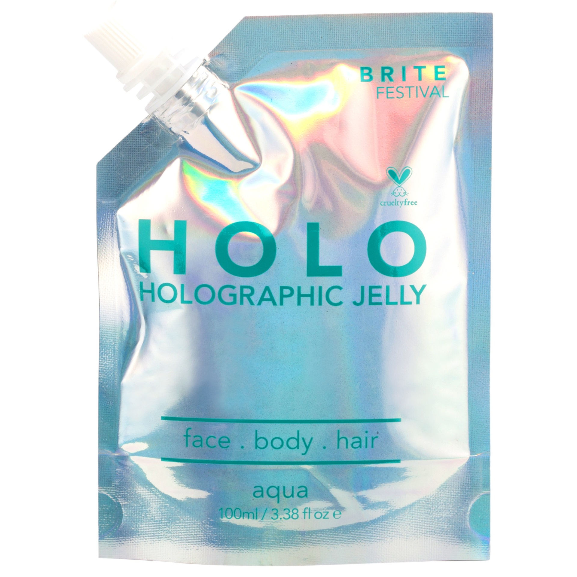 slide 1 of 1, Brite Festival Holographic Jelly - Aqua, 3.38 fl oz