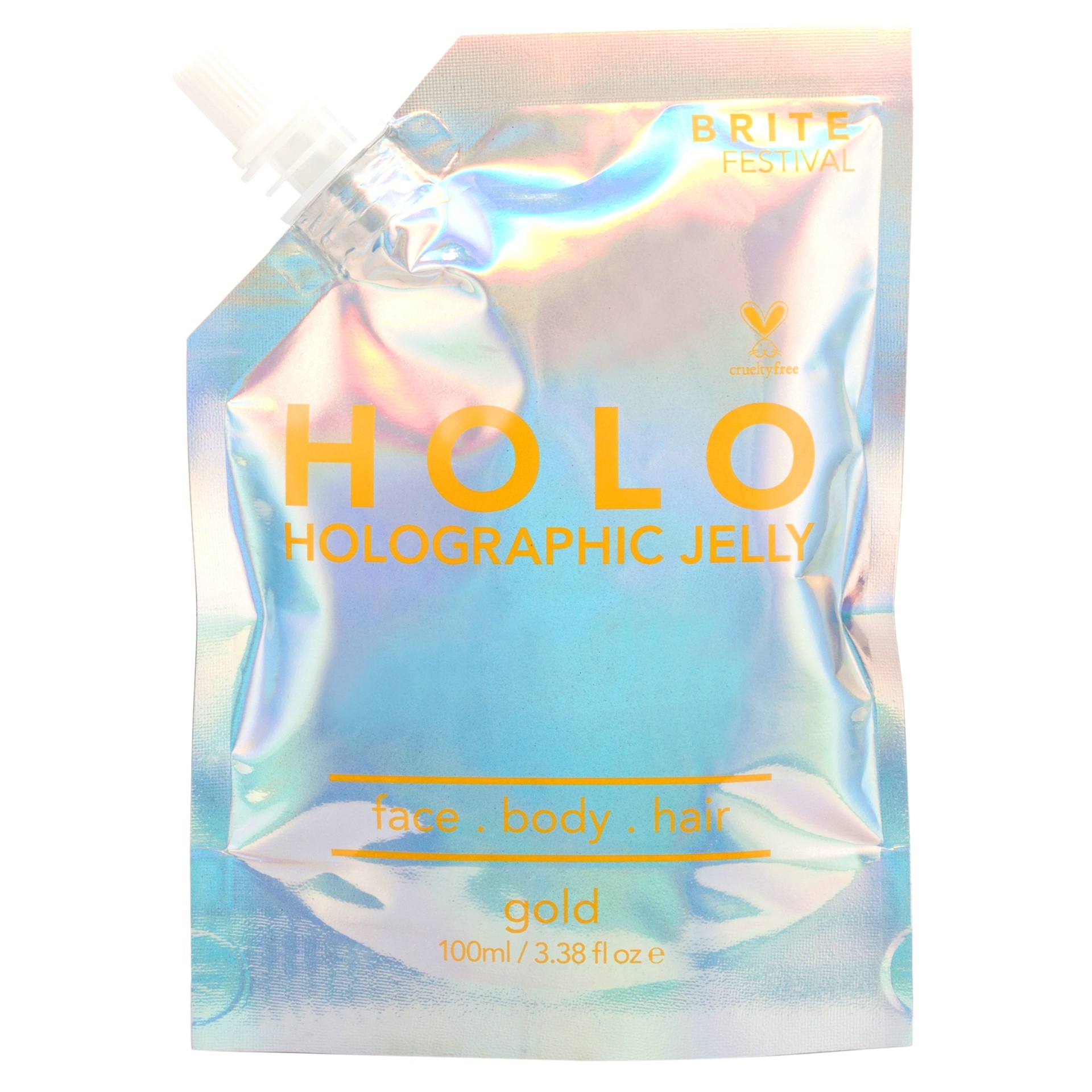 slide 1 of 1, Brite Festival Holographic Jelly - Gold, 3.38 fl oz