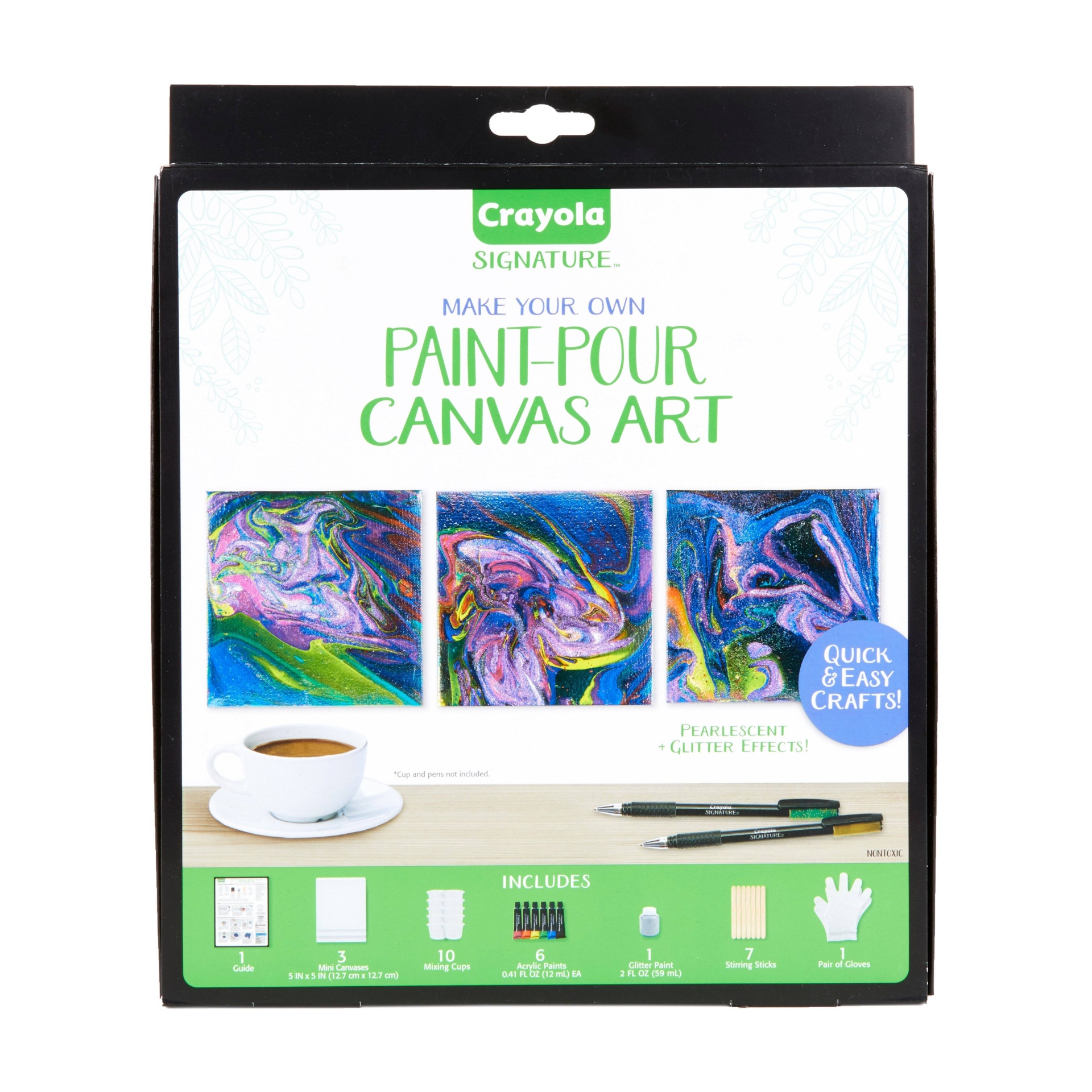 slide 1 of 4, Crayola SIgnature Make Your Own Paint-Pour Canvas Art, 1 ct