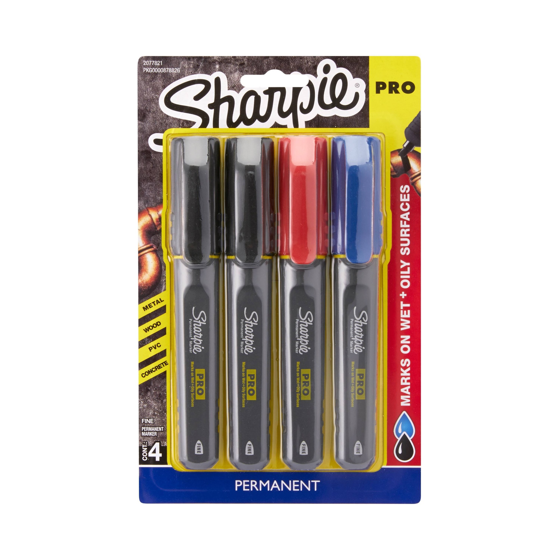 slide 1 of 6, Sharpie Pro Permanent Markers Black/Red/Blue, 4 ct