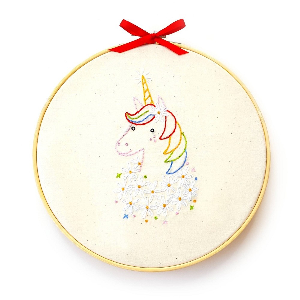 slide 2 of 4, Penguin Brand & Fish Unicorn Embroidery Wall Art Kit, 1 ct