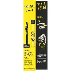 göt2b Glued 2-in-1 Brow Gel & Edge Control, Strong Hold Eyebrow & Hair Mascara, 0.54 oz