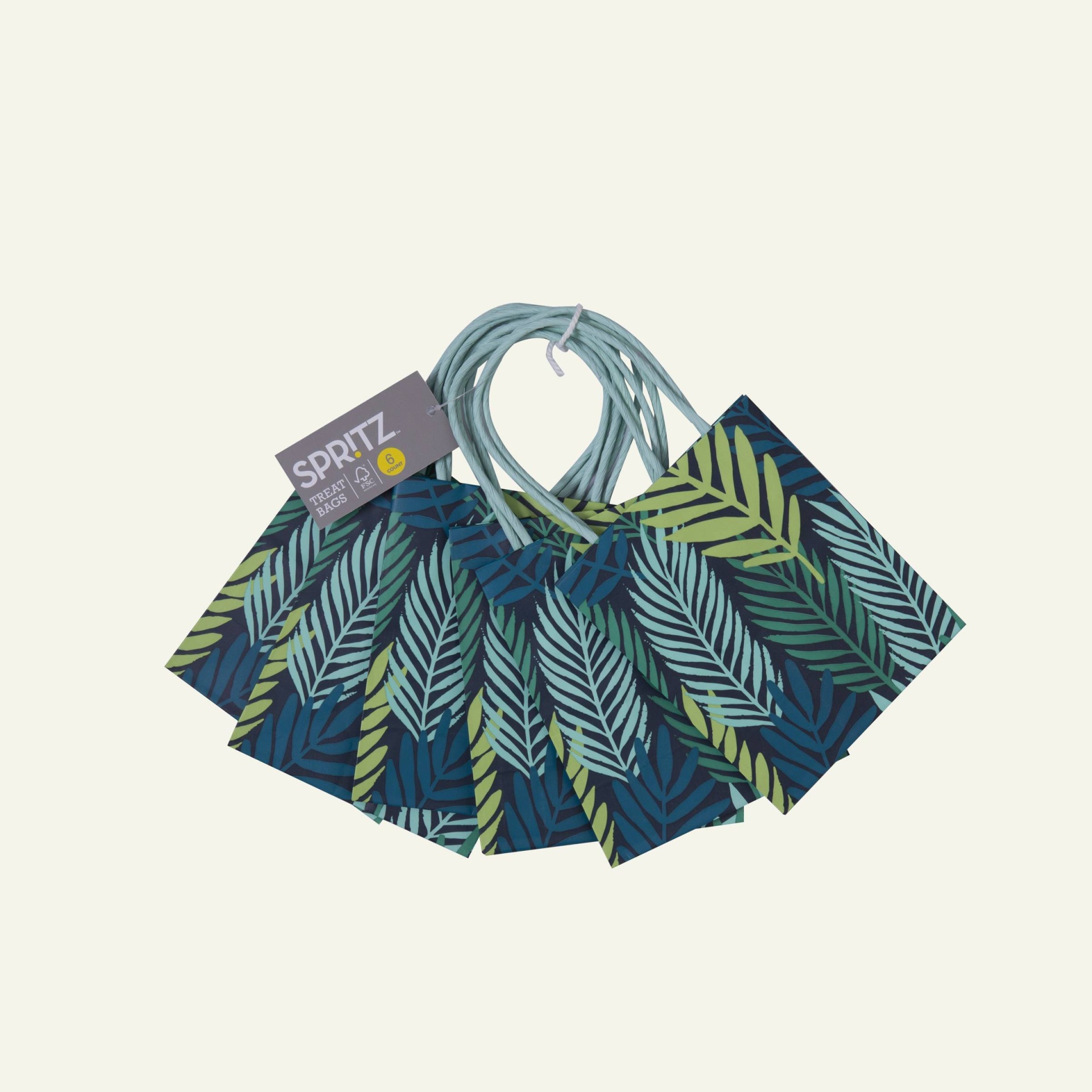 slide 1 of 1, Palm Leaves Print Treat Bag - Spritz, 6 ct