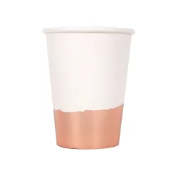 10ct Disposable Paper Cups White/Rose Gold - Spritz