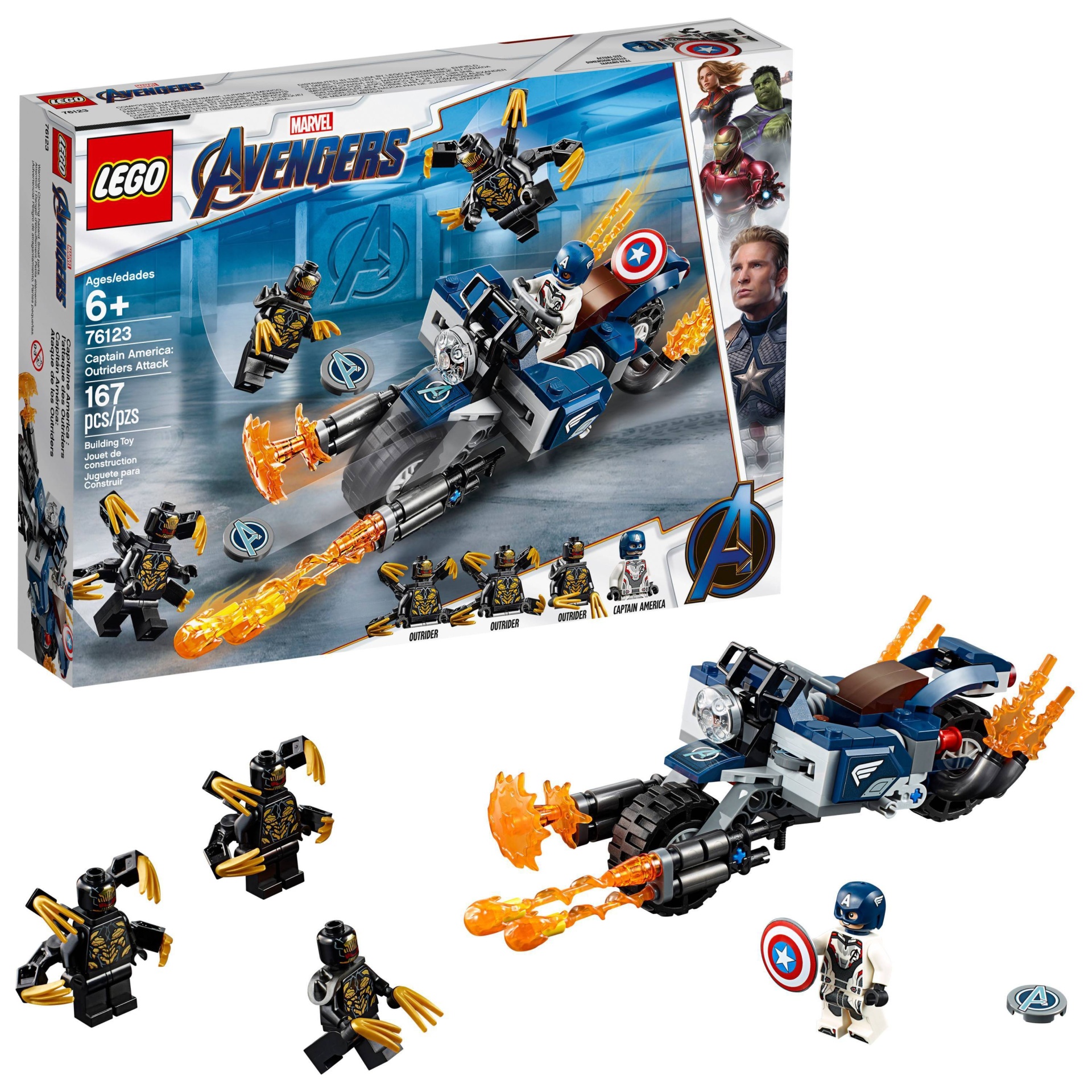 slide 1 of 7, LEGO Super Heroes Marvel Avengers Movie 4 Captain America: Outriders Attack 76123, 1 ct